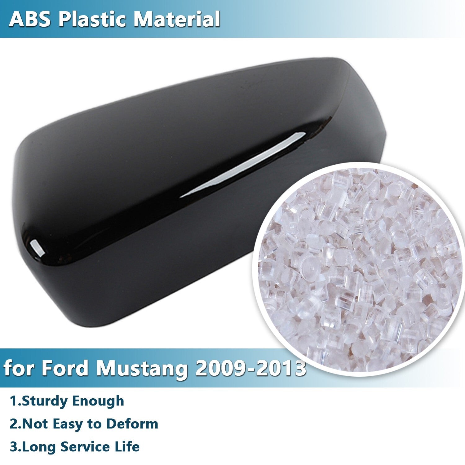 2PCS Rearview Mirror Shell Mirror Caps Cover Trim for Ford for Mustang 2009-2013