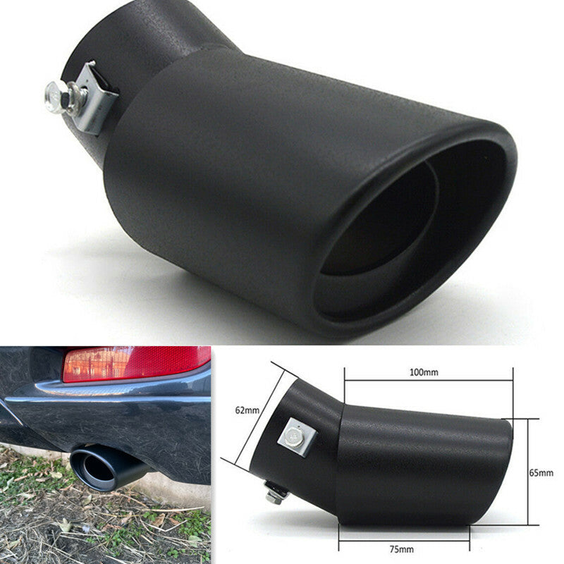 Universal Black Car Rear Round Stainless Steel Exhaust Tip Pipe Tail Muffler