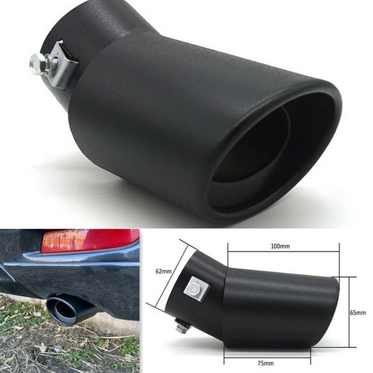 Universal Black Car Rear Round Stainless Steel Exhaust Tip Pipe Tail Muffler