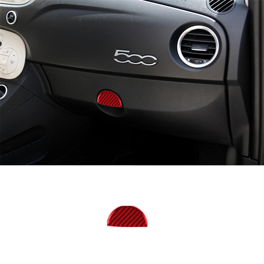 Red carbon fiber glove compartment handle trim for 2012-2015 for Fiat 500