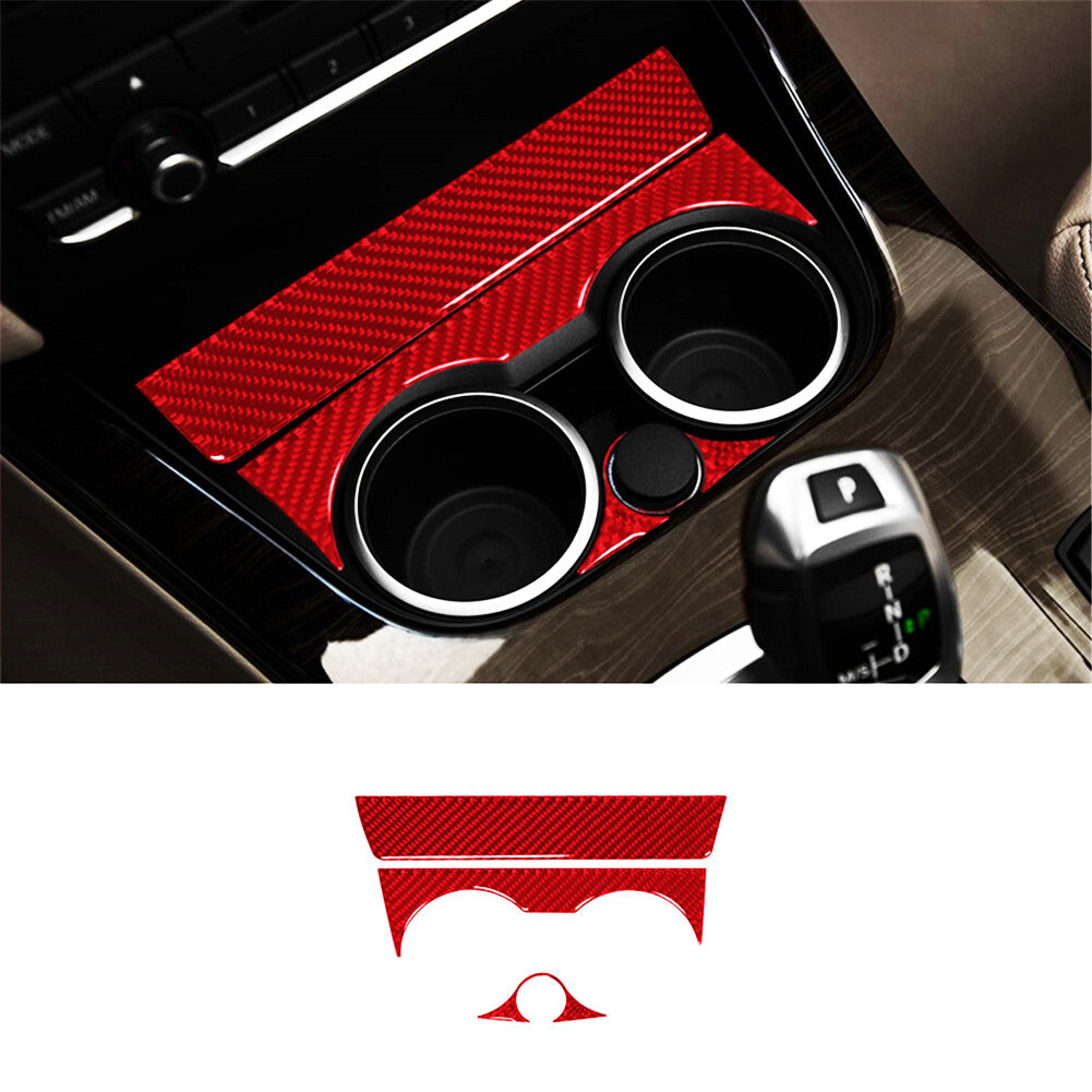 3X Red Carbon Fiber Center Cup Holder Cover Trim for BMW X3 F25 X4 F26 2011-2017