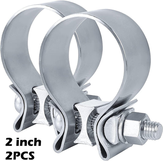 2.0-inch exhaust clips, 54mm narrow exhaust muffler with clips, stainless steel.