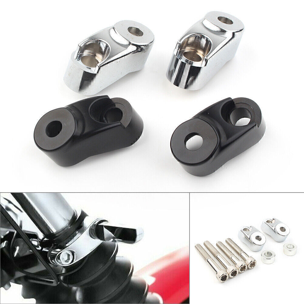 for Harley FXR Dyna Black/Chrome Front Turn Signal Mount Bracket Relocation Kit