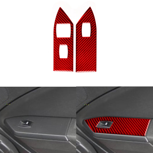 Red Carbon Fiber Window Switch Panel Cover Trim Type A for Ford for Mustang 2005-09