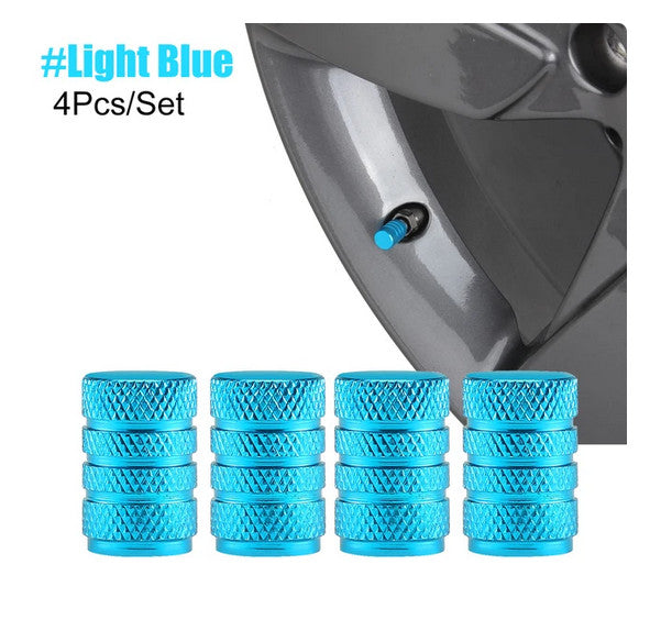 4-piece car tire valve cover rod air dust cover, light blue, suitable for Audi