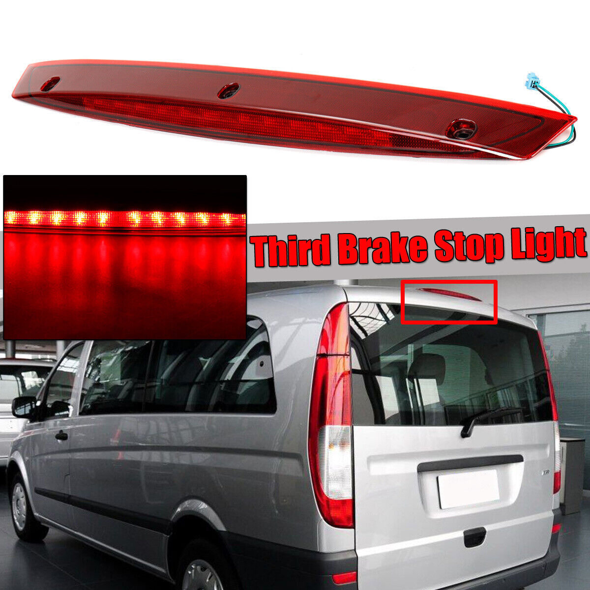 The red-lensed taillight (3rd rear brake light) is applicable to the for Mercedes-Benz Vito Viano W639 2003+
