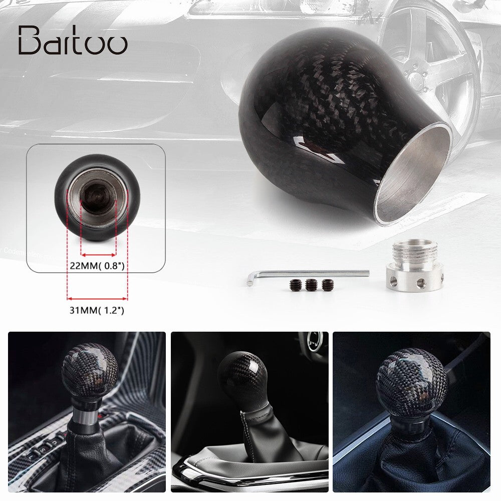 Manual Lever Shifter w/Adapter Universal Gear Shift Knob 100% Real Carbon Fiber