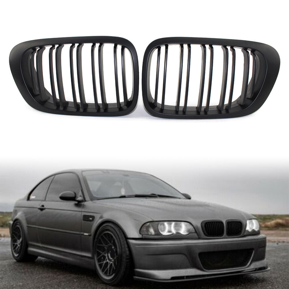 1 Pair Front Kidney Bumper Grille for BMW 3 Series E46 Coupe/Cabrio M3 Coupe