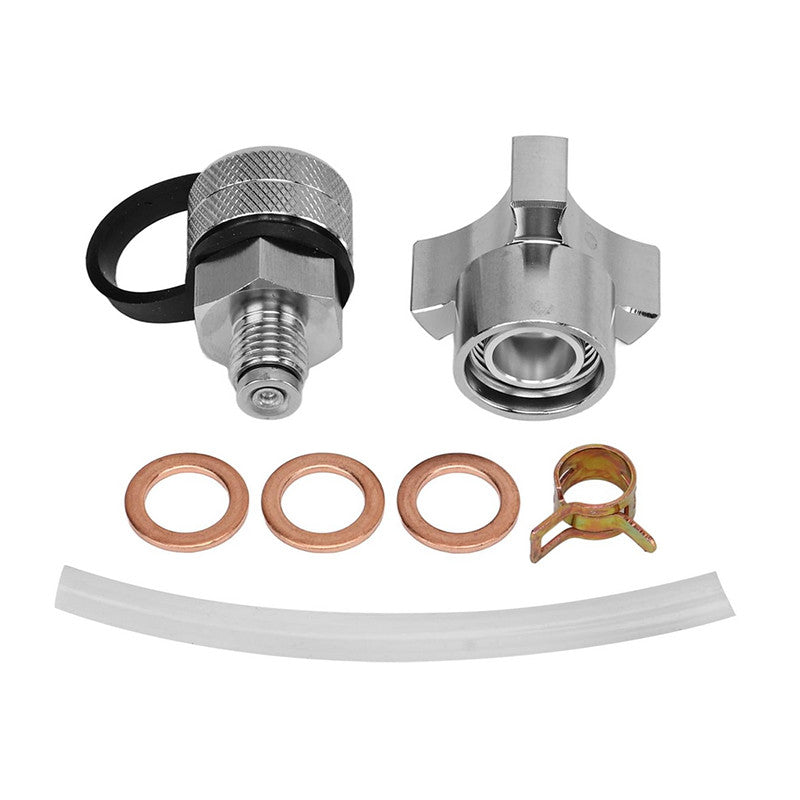 Quick Twist drain valve for M14-1.50 stainless steel drain hose accessories - no mess.