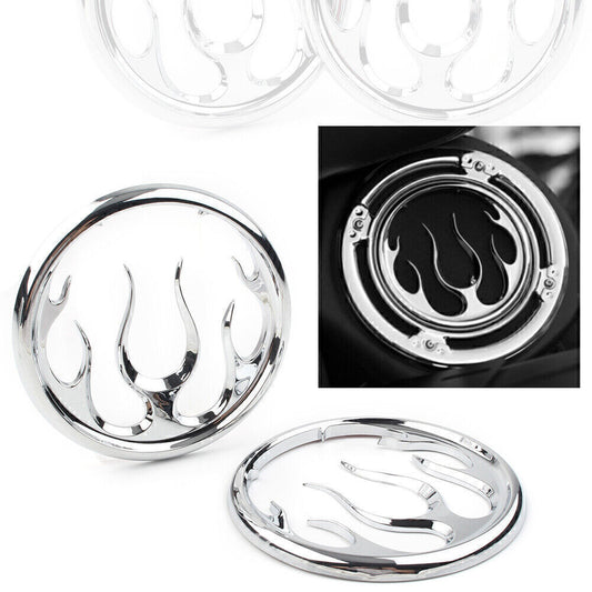 Chrome Flame Speaker Grill Accent Trim Cover for Harley Electra Street Glide Tri