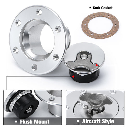 Billet Aluminum Aircraft Style Fuel Cell Gas Cap With 6 Hole Anodized ID. 64MM