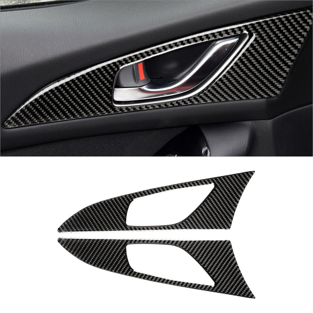 2X Carbon Fiber Door Handle Panel Cover Trim for Mazda 3 Axela 2014 2017-2018