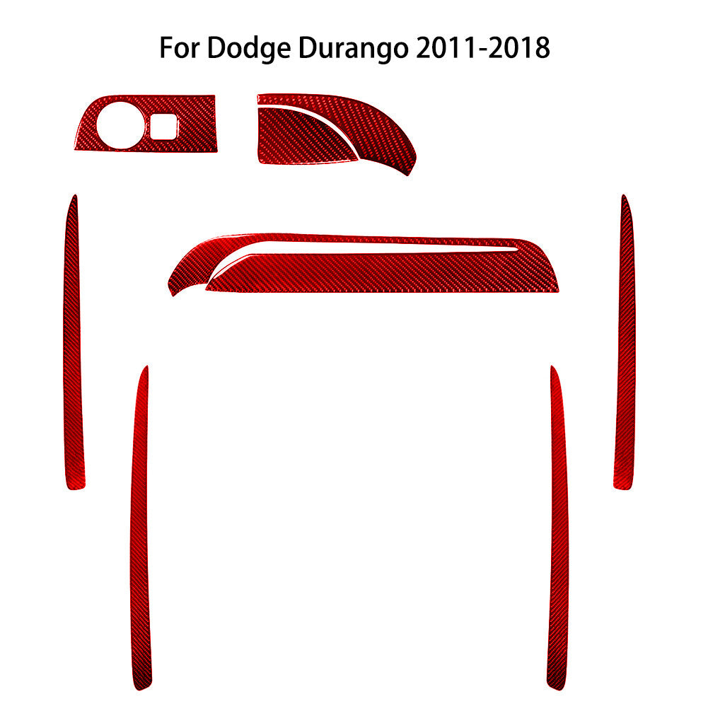 9Pcs Red Carbon Fiber Steering Wheel Door Cover Trim for Dodge Durango 2014-2020
