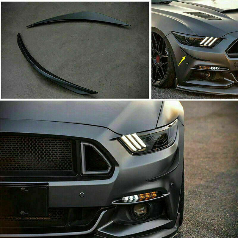 For 2015 2016 2017 for Ford for Mustang Black Primer Car Front Fog Light Wind Knife Trim