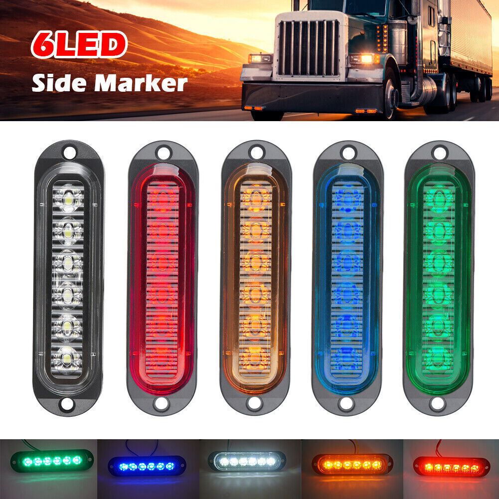 10-50x 6LED Side Marker Lights Clearance Indicators Lights Truck Trailer Pickup