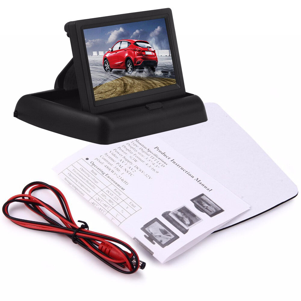 Car Rearview Parking Monitor Auto 4.3 Foldable LCD Color Display Screen Reverse
