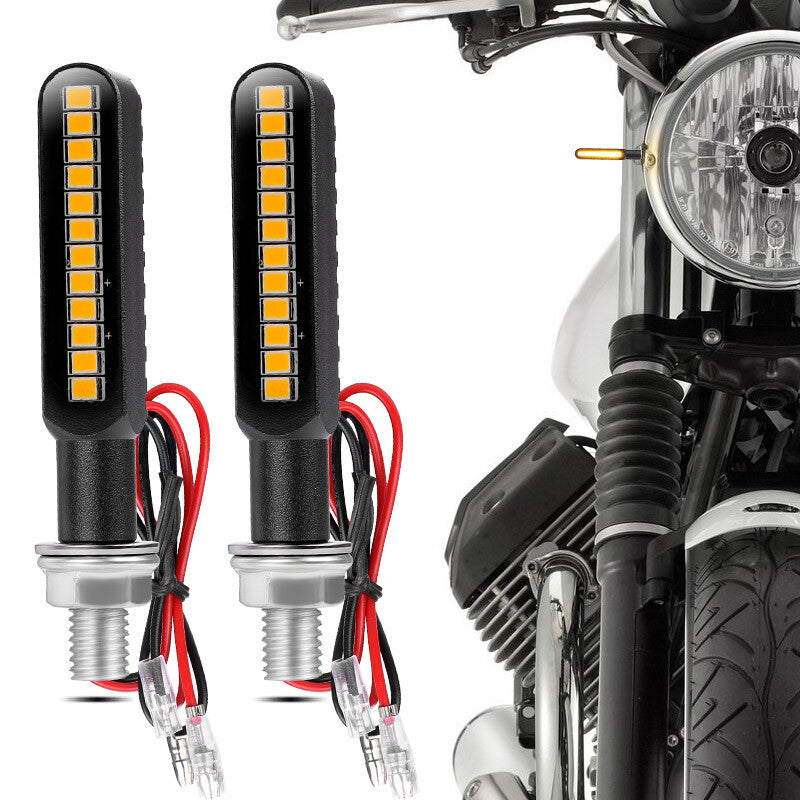 2PCS Flowing Motorcycle LED Amber Turn Bike Signal Indicators Blinker Lights