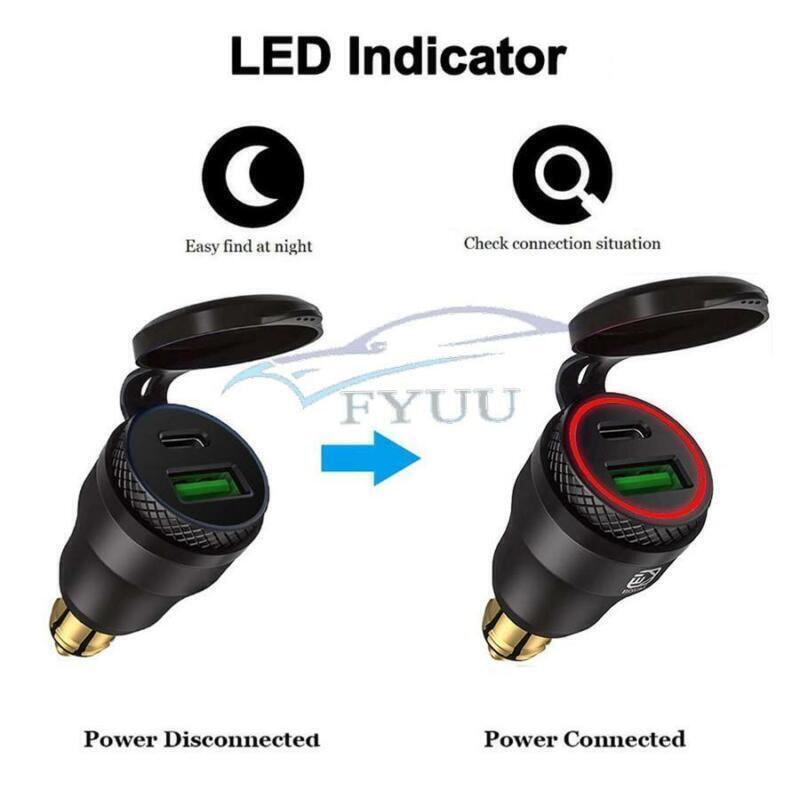for BMW F800GS F650GS F700GS USB Type C Fast Charger Red LED Light Waterproof