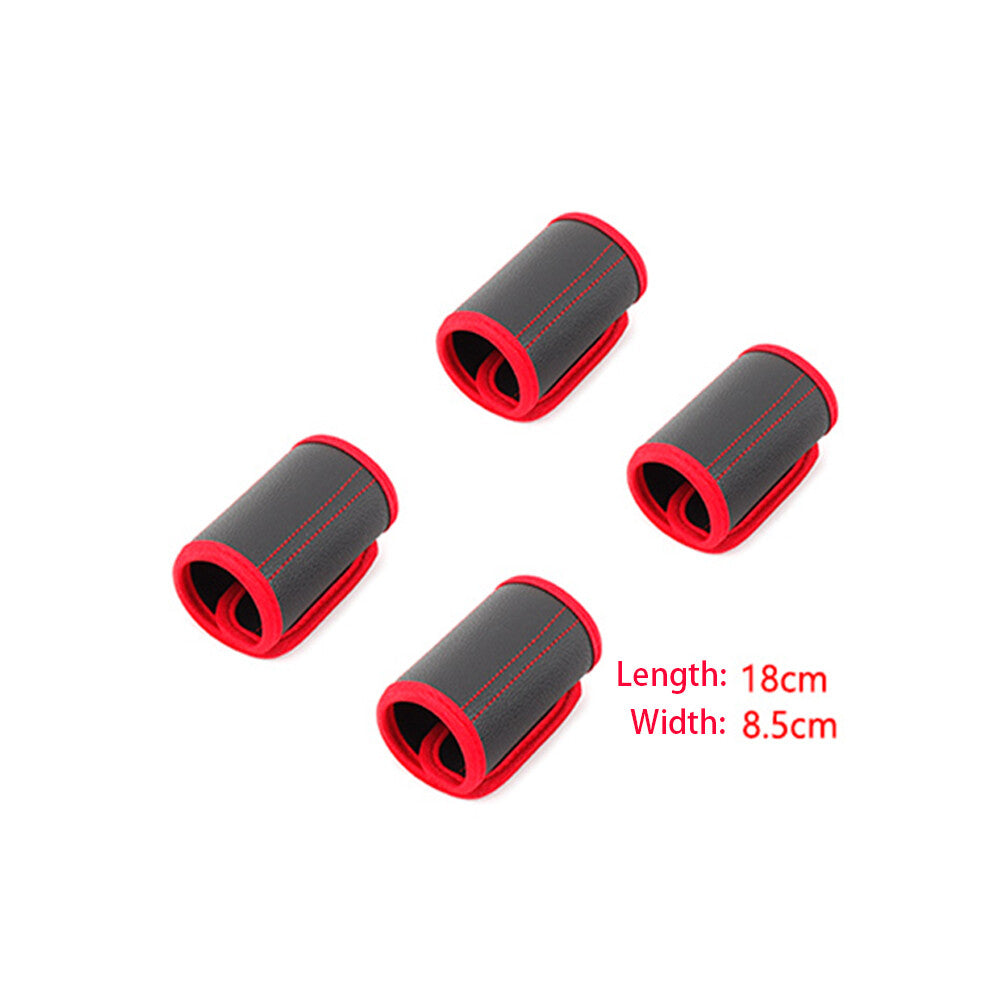Black/Red Interior Door Handle Protective Leather Cover For Toyot@ 4Runner 2017+