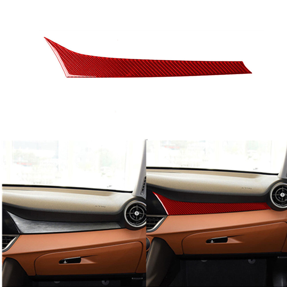 Red Carbon Fiber Dashboard Panel Cover Trim for Alfa Romeo Giulia 2017-2019