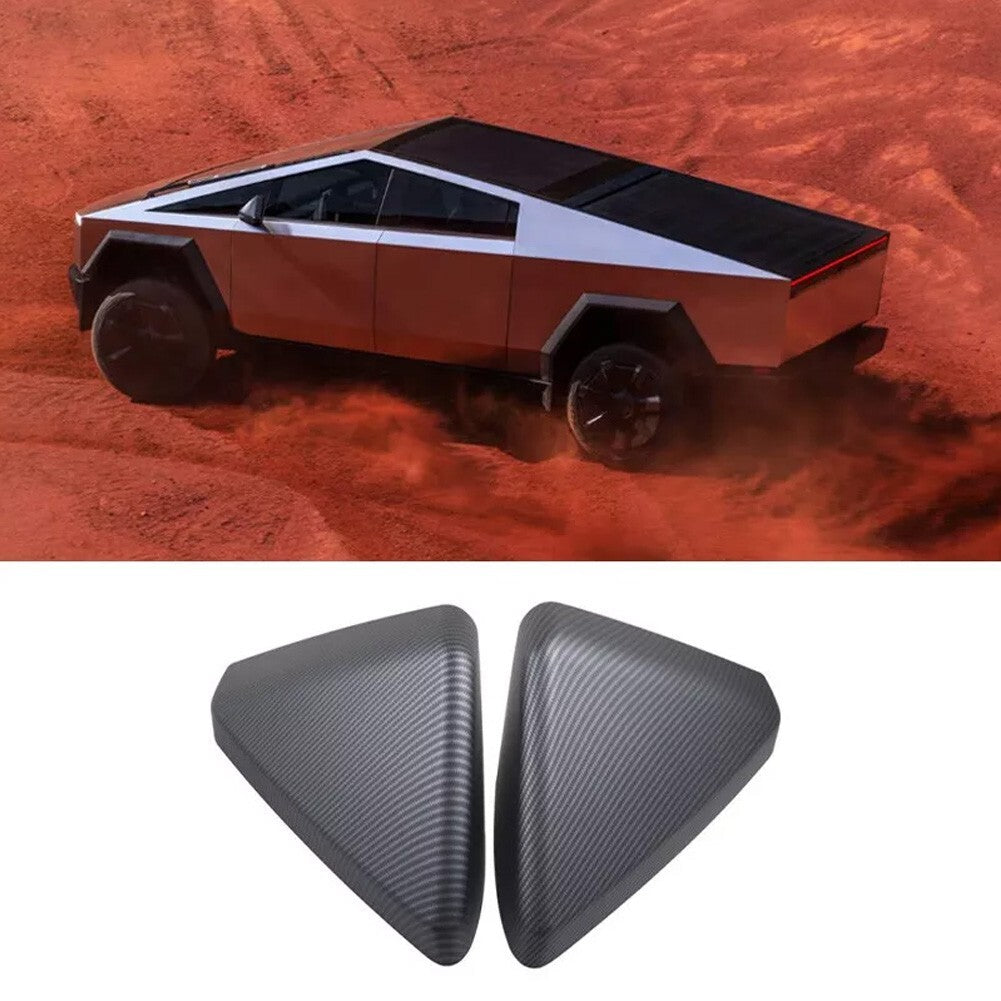2x for Tesla Cybertruck 24+ Carbon Fiber Matte Rear View Side Mirror Cover Trim