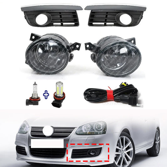 1 Set for VW for Jetta V MK5 2006-2011 Front Bumper Fog Lamp Fog Light Cover+Wire