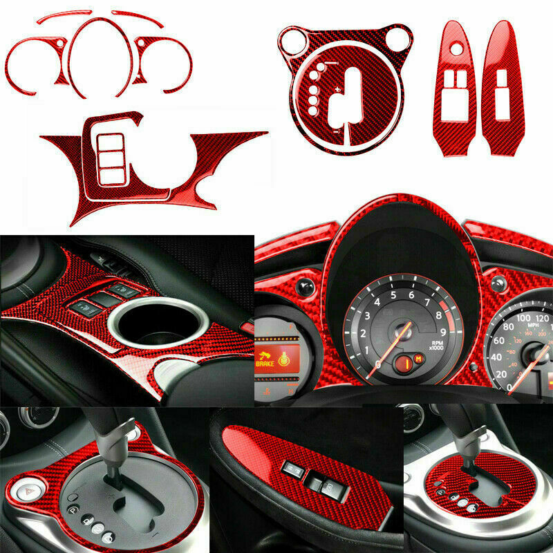 12Pcs Red Carbon Fiber Full interior Set Cover Trim for Nissan 370Z 2009-2020