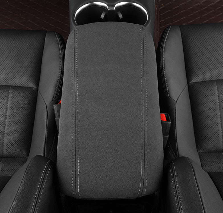 Gray Suede Center Console Armrest Box Cover 1pc for Toyota Venza Harrier 21-2023