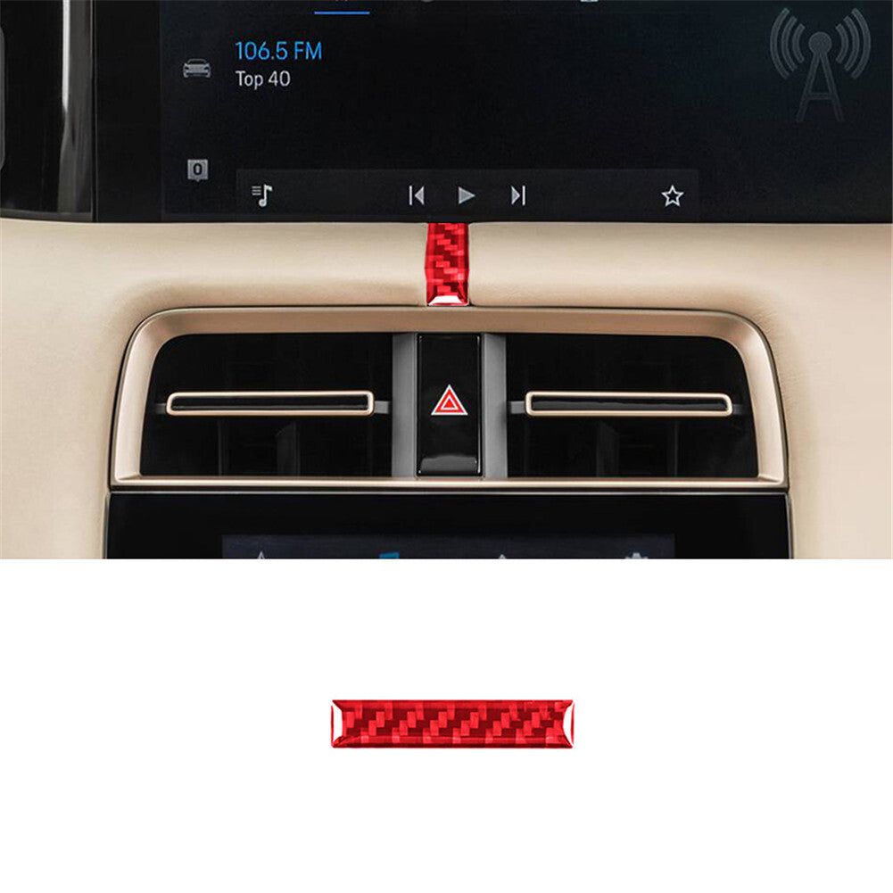 for Porsche Taycan Red Carbon Fiber Interior Center Vent Cover Trim