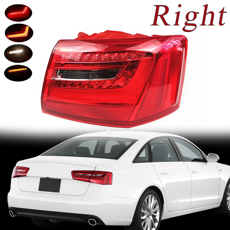 One-piece right exterior LED taillight and brake light assembly for Audi A6 2012-2016.