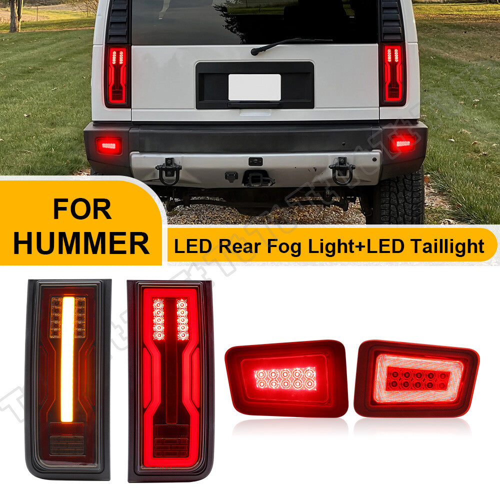 Rear LED taillights with turn signals and reverse brake lights are applicable to 2005-2009 for Hummer H2 SUVs.