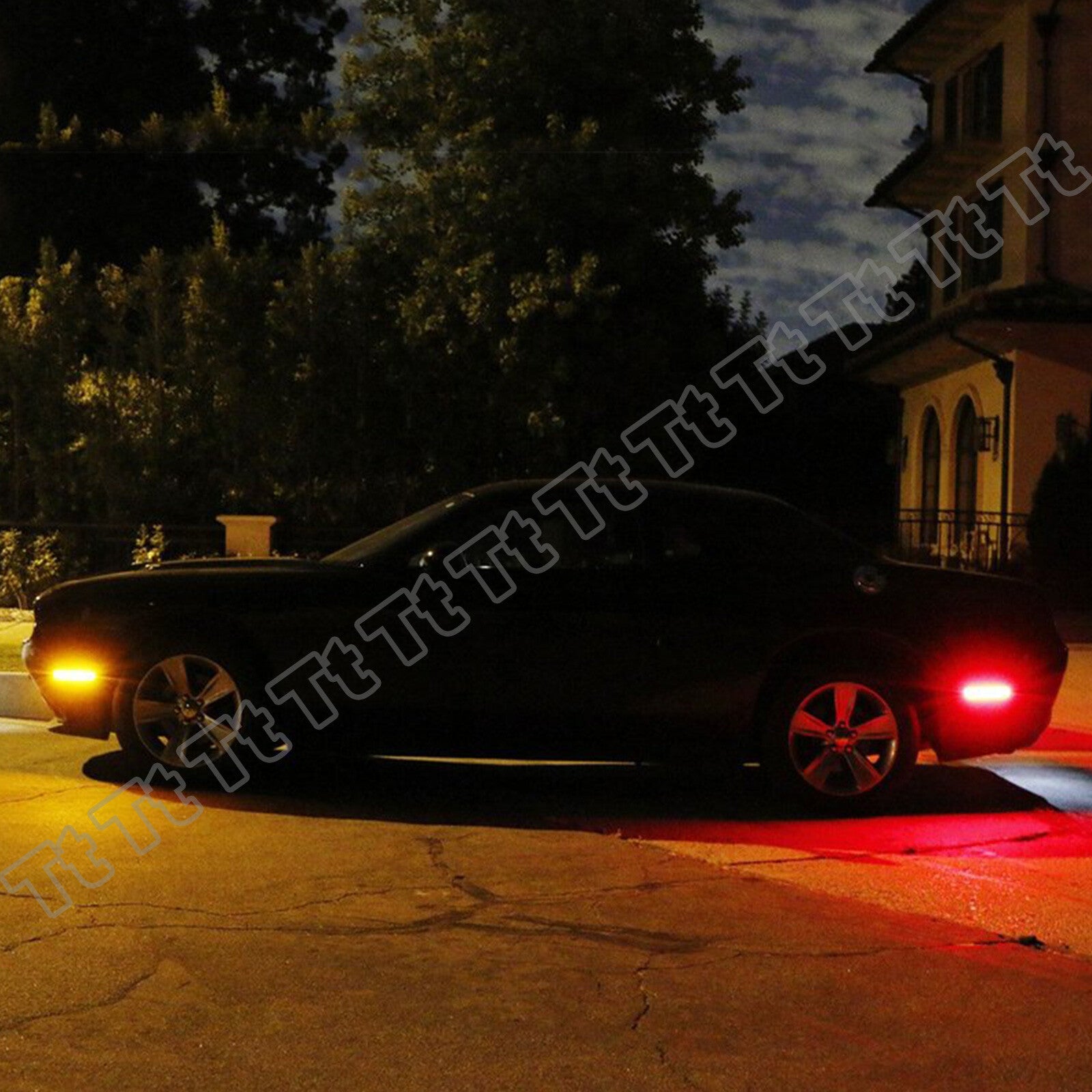 4-Piece LED Front and Rear Side Marker Lights Dark Smoke for 2008-2014 for Dodge for Challenger