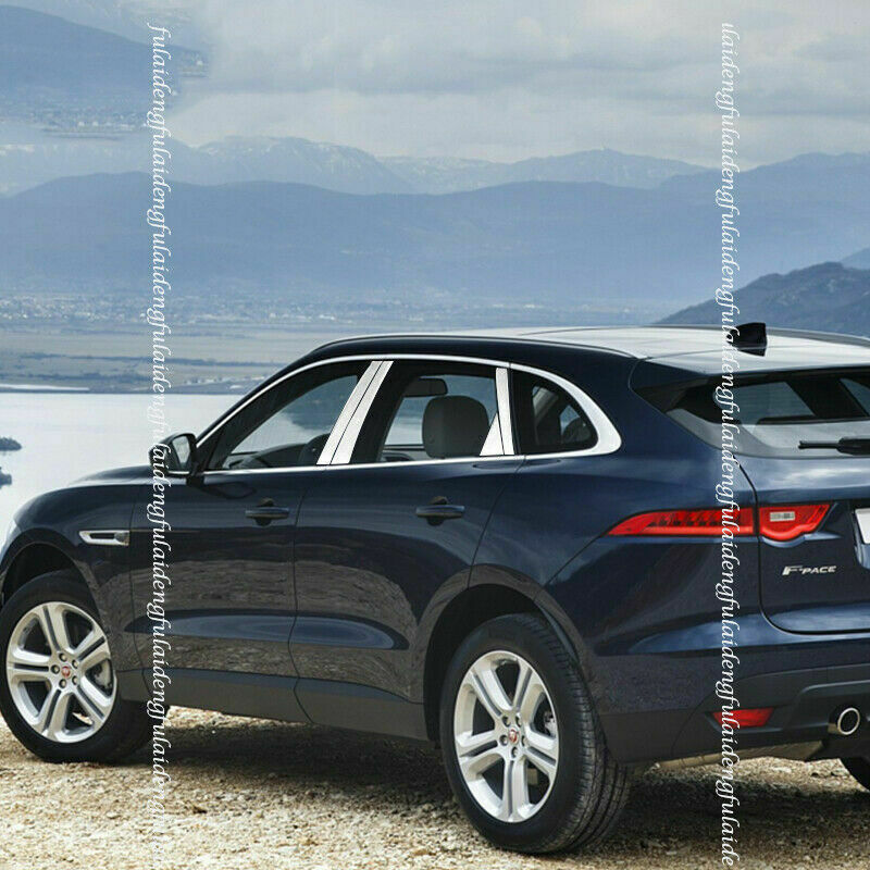 8P Chrome Pillar Posts Panel Window Cover Trim Steel for Jaguar F-PACE 2016-2020