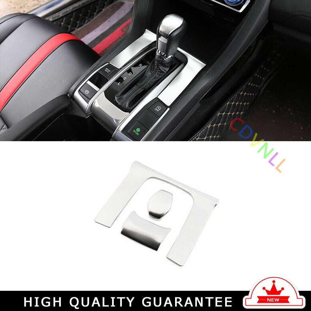 Console Gear Shift Frame Cover Trim 3X for Honda for Civic 2016-2021 Silver Titanium