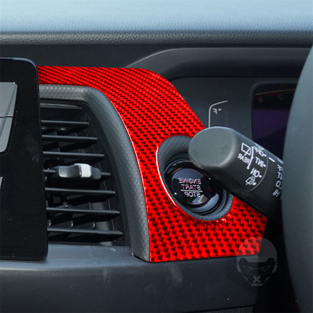 for Honda Fit 2020+ RHD Interior Start Stop Key Hole Panel Trim Red Carbon Fiber