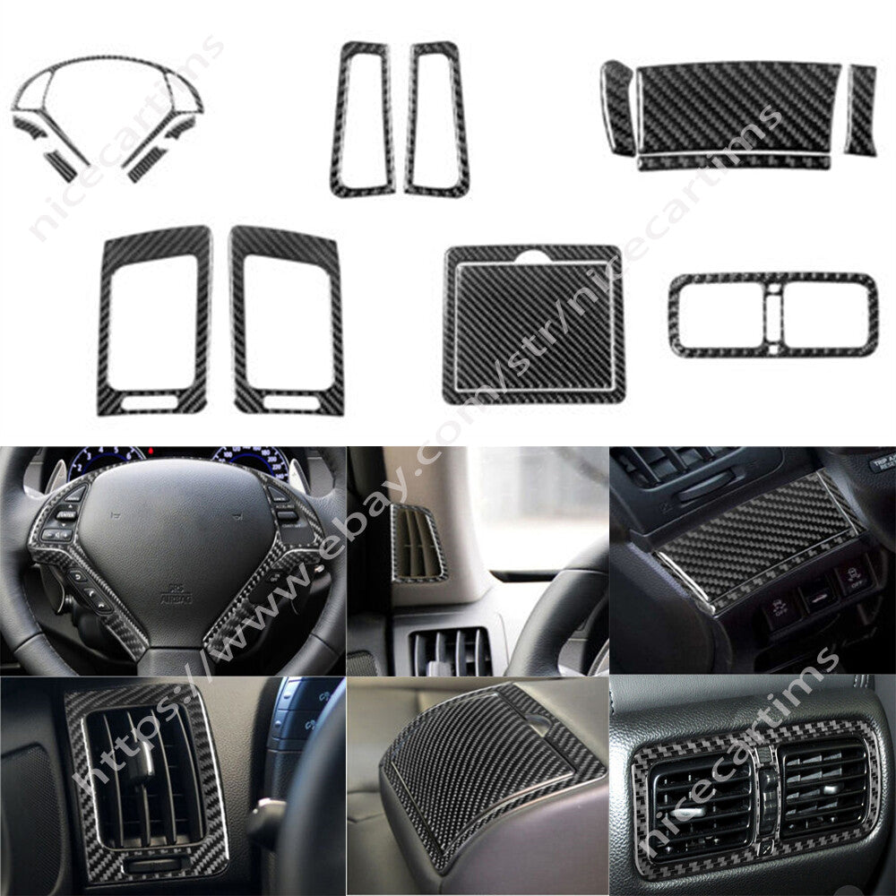 16Pcs Carbon Fiber Car Interior Full Set Trim Kit for Infiniti G37 Sedan 2010-13