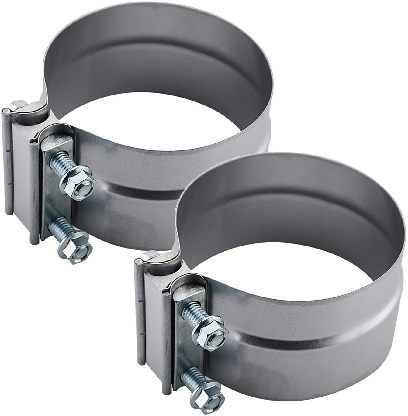 2-pack 304 stainless steel exhaust clip muffler with clips suitable for 2.5-inch diameter