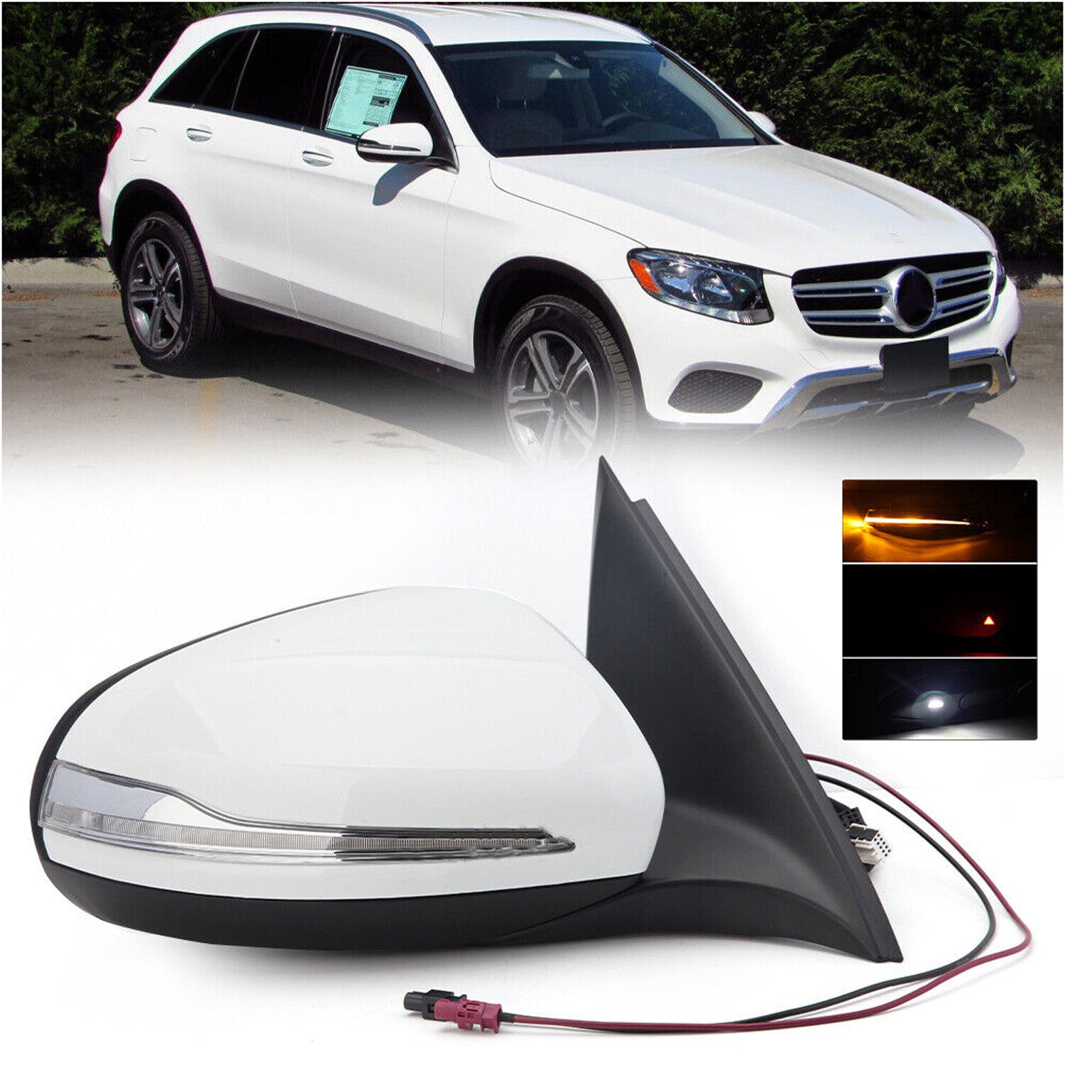 GLC Blind Spot Passenger RH Side Mirror for Benz X253 Class GLC300/350 1PC White