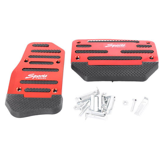 Manual Brake Footrests Sport Foot Pedals Set Aluminum Anti-slip Red Car Red Auto