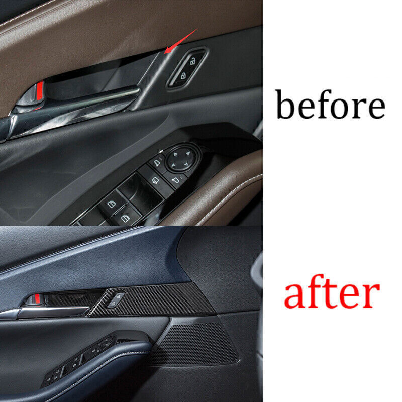 for Mazda CX-30 CX30 2020-2024 Carbon Fiber Inner Door Handle Bowl Cover Trim 4X
