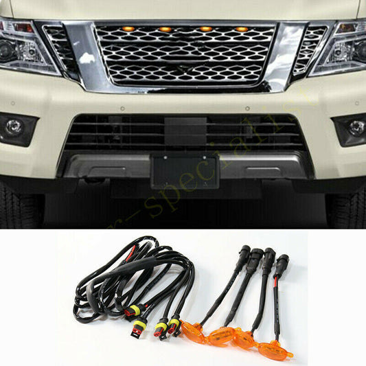 for Nissan Armada 2017-2020 Front Grille Amber LED Light Style DRL Lamp