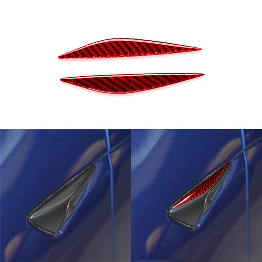 Red Carbon Fiber Side Door Air Vent Fender Camera Cover Trim for Tesla Model 3/Y