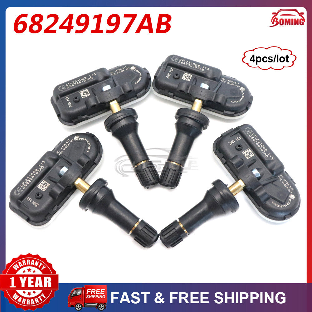 4PCS Tire Pressure Sensor TPMS 434MHz for Jeep Cherokee for Ram 1500 2500 68249197AA