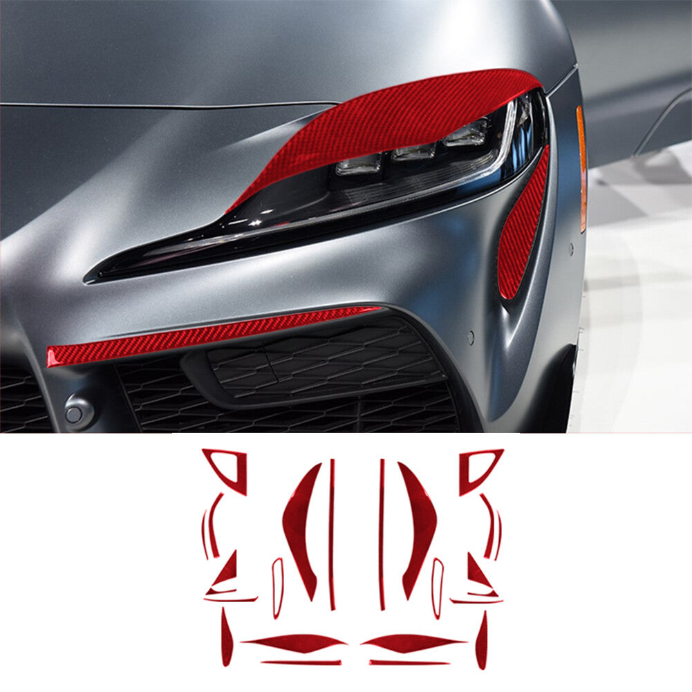 26Pcs Red Carbon Fiber Exterior Full Kit Cover Trim Sticker for Toyota Supra A90