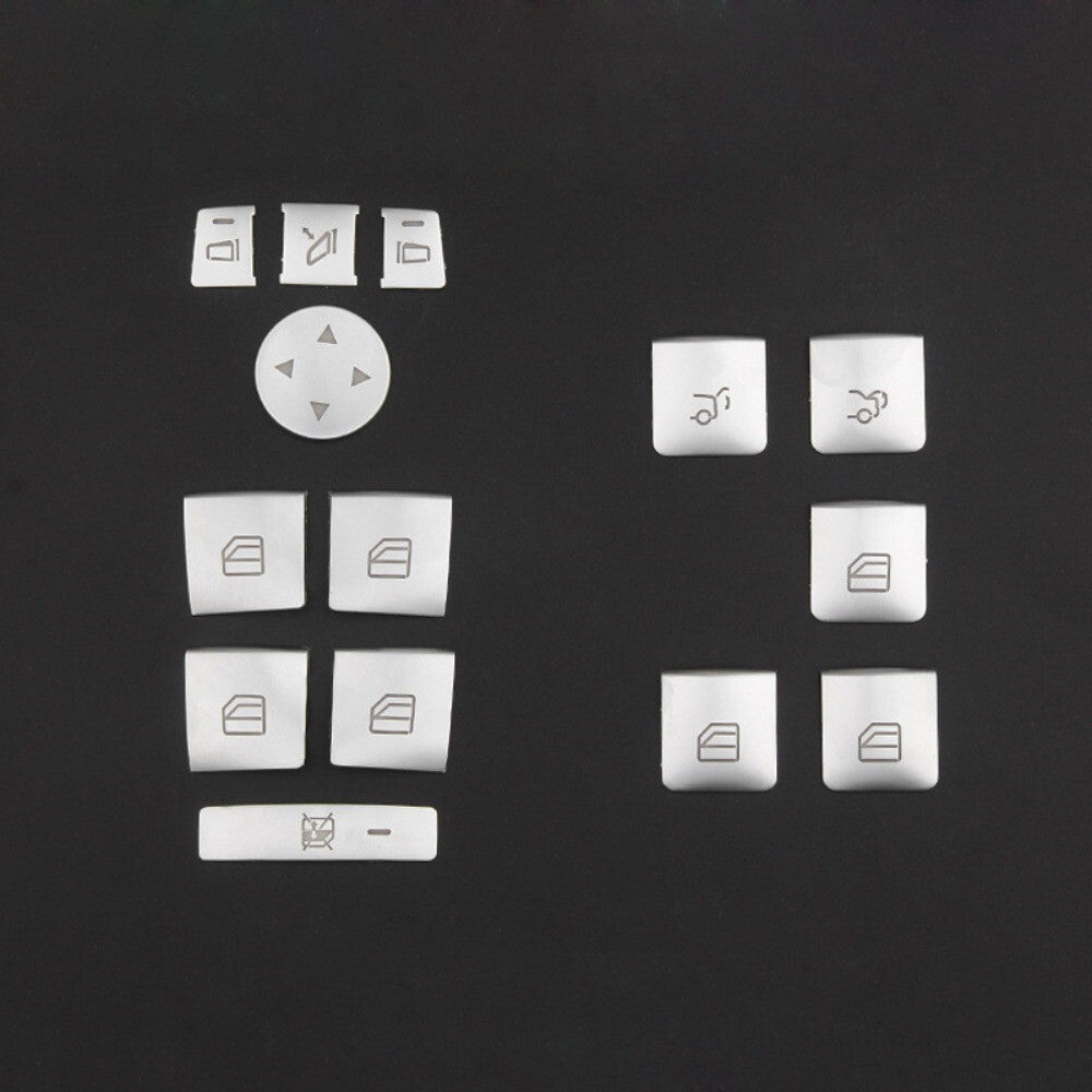 14pcs Silver Window Switch Button Trim Cover