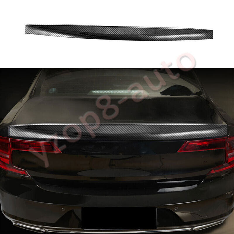 for Volvo S90 2017-2022 ABS Carbon Fiber Rear Trunk Spoiler Wing Flap Cover Trim