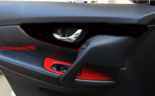 for Nissan Rogue 2014-2020 Red Carbon Color Door Window Lift Switch Cover Trim