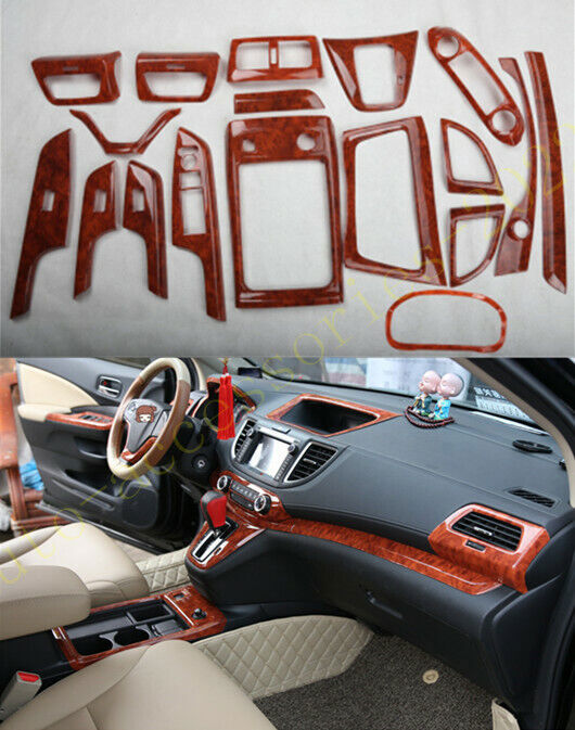18P Peach Wood Grain Car Interior Kit Cover Decorat for Honda CR-V CRV 2012-2016