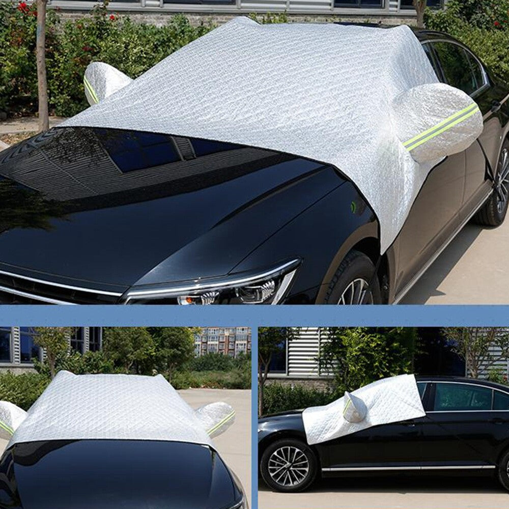 2.2x1.45m Car Sedan Windshield Cover All Weather 4-season Car Cover Snow Silver