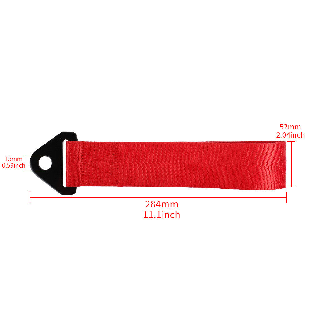 High Strength Sports Racing Tow Strap Set for Front Rear Bumper Towing Hook Red